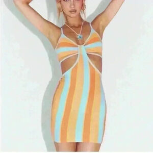 Princess Polly Alicia Mini Dress Orange Multi color sz 8